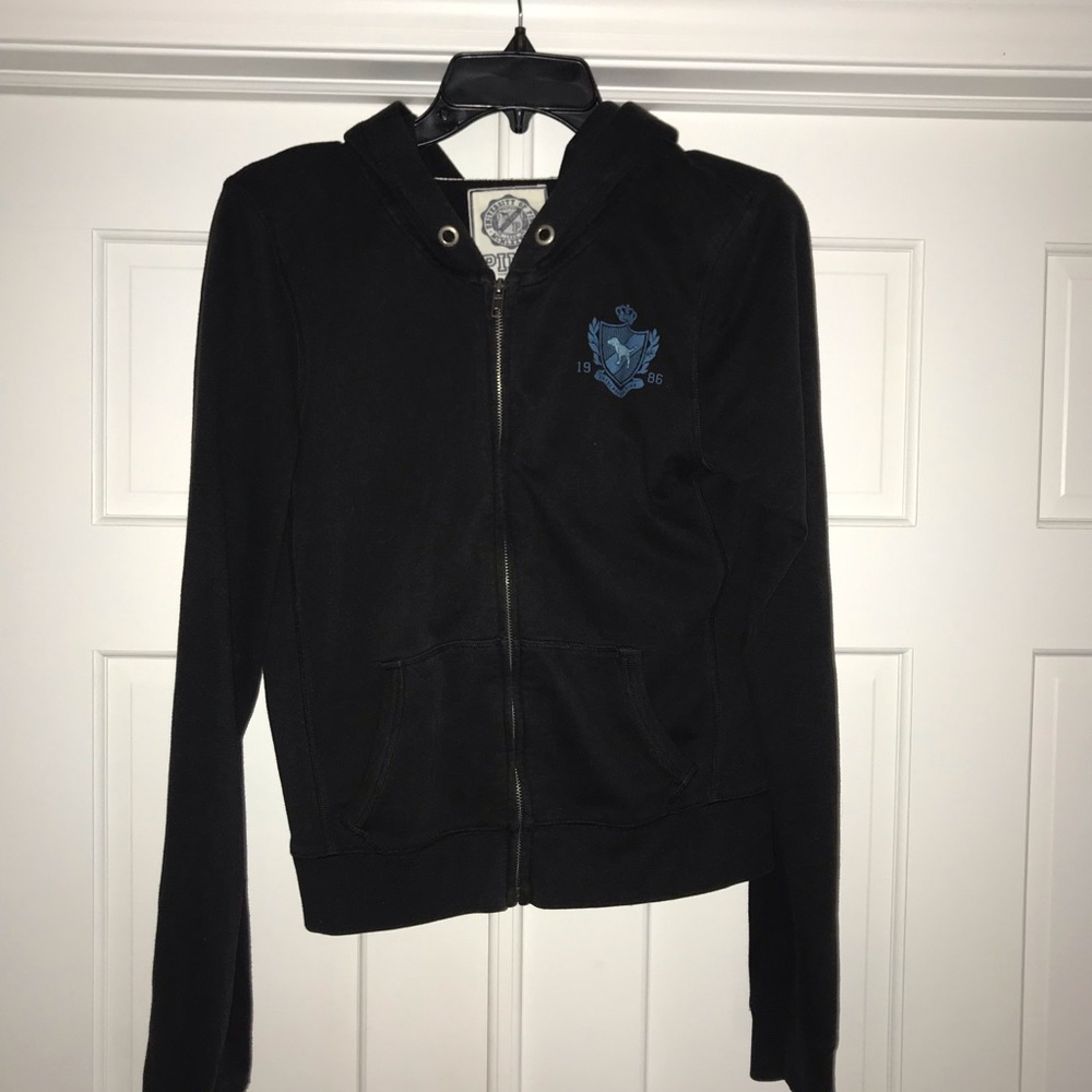 👑4 for $25👑 PINK by VS black zip-up hoodie